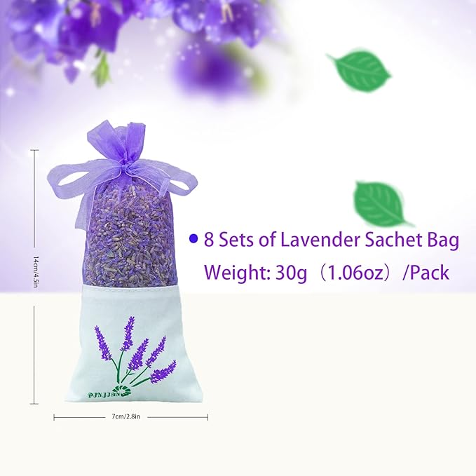 8 Packs French Lavender Sachets for Drawers and Closets Fresh Scents, Home Fragrance Sachet Sleep, Purple Sachets