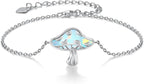 TYSO Mushroom Bracelet 925 Sterling Silver White/Pink/Blue Opal Mushroom Bracelet Jewelry Gift for Women