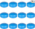 Mega Candles 12 pcs Unscented Light Blue Floating Candles, Hand Poured Wax Candle 2 Inch Diameter, Home Décor, Wedding Receptions, Centerpieces, Occasions, Events, Festivities, Meditations, Spas