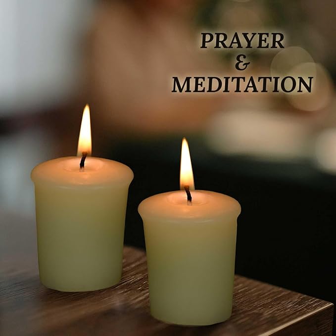 18PCS Beeswax Votive Candles Bulk, Pure Natural Beeswax - 15 Hour Burn Time, Unscented Handmade Candles for Church and Festival Decoration(Ivory)