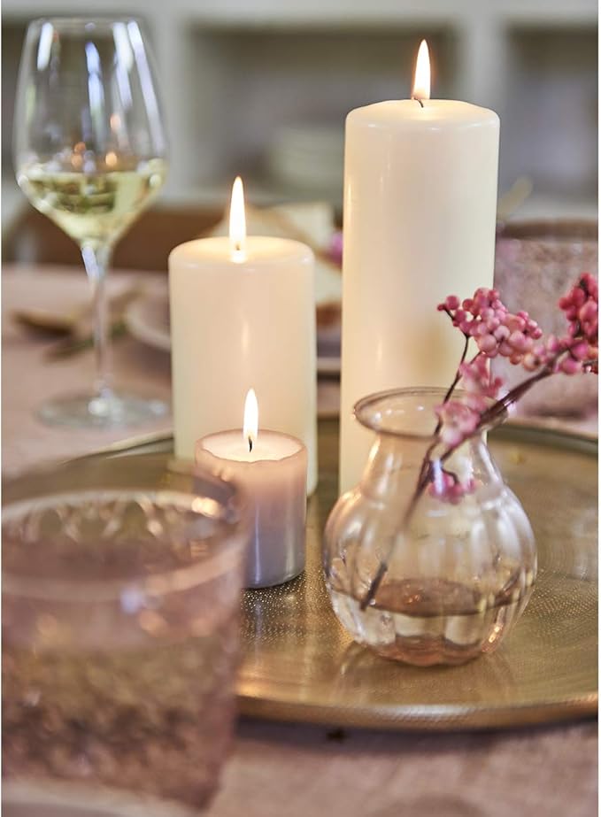 BOLSIUS 6 Ivory Pillar Candles Bulk - 3x9 Inches Candle Set - 116+ Hours Clean Burning - No Palm Oil - 0% Animal Fat - Premium European Quality - Unscented Dripless Any Occasion Pillars