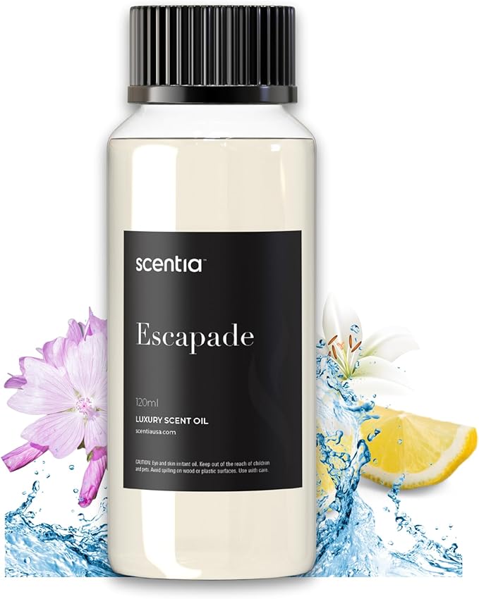 Hotel Diffuser Oil Inspired by 5-Star Hotel Scent - 120 mL 4.06 fl oz - Essential Oil Blend Botanical Jasmine, Bergamot & Fresh Marine Notes for Aromatherapy Diffusers - Escapade