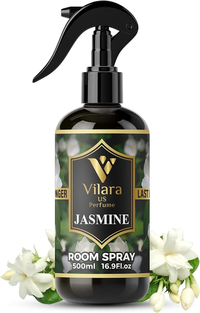 Room Spray Air Freshener Odor Eliminator Spray for Home, Bathroom & Office Long Lasting Floral Mist Deodorizer, Non Toxic Natural Air Spray for Bedding, Fabric & Furniture, 500 ml,16.9 fl oz (Jasmine)