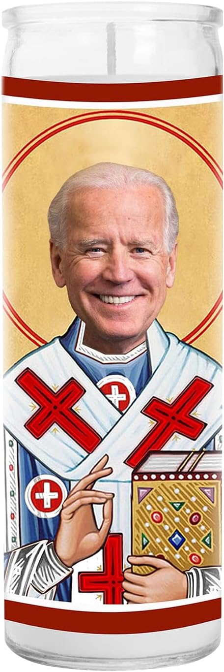 Biden Celebrity Glass Jar Candle – Unscented Handmade Soy Wax Votive Candle – Unique Gift for Public Figure Fans – Home Decor Collectible for Living Room & Office – 8 Inch