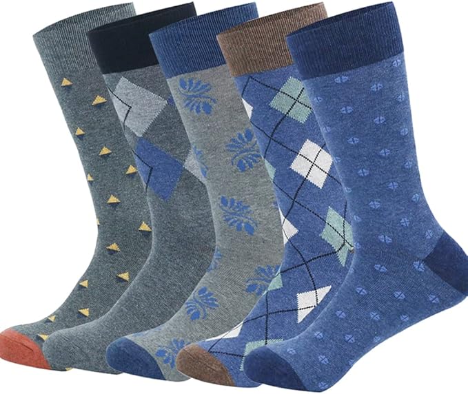 DRASEX Men's Dress Socks Funky Colorful Pattern Cotton Novelty Casual Crew Socks