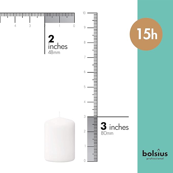 Bolsius White Pillar Candles – 2x3 Inches – 20 Pack Unscented – Premium European Quality – Dripless, Smokeless, and Clean Burning Household Candles – Perfect for Wedding, Party, Dinner, And Home Décor