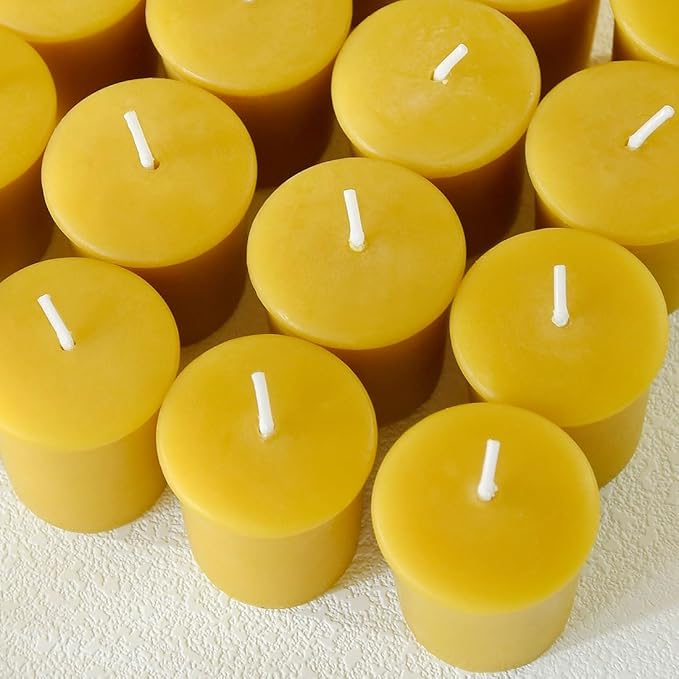 Beeswax Votive Candles Bulk-Pack of 10,Pure Natural Beeswax,Handmade Candles Gift Set for Holiday, Wedding,Party