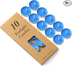 Colored tealight Candles Handmade Organic Tea Lights Set of 10pack Small red Candles 1.5-2 Hours Burn Tea Lights for Valentine's Day, Birthday, Votive Parties ，Home Decoration (Blue)