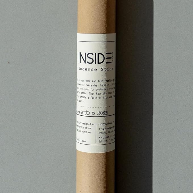 Oud & Rose Incense Sticks – 11 Inch Bamboo and Natural Wood Blend – Clean-Burning, Low Smoke – 1 Hour Burn Time – 20 Sticks.