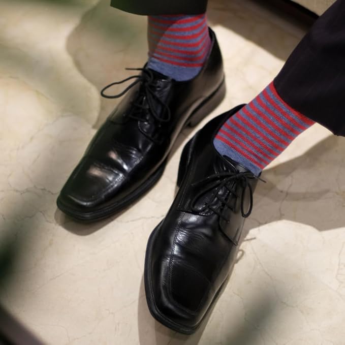 Pierre Henry Over the Calf Socks for Men (3 pairs) | Cotton Over the Calf Dress Socks | Long Socks Designed to Stay up 12+ hr