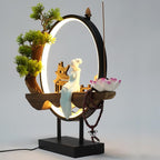 Backflow Incense Holder with LED Light and Pines, Ceramic Lady Chinese Style Backflow Incense Burner Perfect for Relaxing or Home Decor