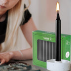 20-Pack of 4-Inch Black Taper Candles - Smokeless, Long-Burning (1.5 Hours Each) - Ideal for Dinners, Parties, Ceremonies, and Shabbat Observances