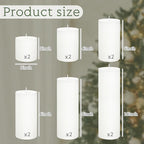 Shihanee 12 Pcs Pillar Candles 3 in x 3,4,5,6,8,10 Dripless Unscented Smokeless Candle Long Burning Decorative Rustic Candles with Cotton Wick for Wedding Home Fireplace (White)