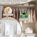 Home Refillable Fragrance Sachets 6-Pack, Lavender & Freesia Corn Cob Scent Bags for Closet Car Drawer, Natural Long-Lasting Freshener, Hemp Fabric Pouches