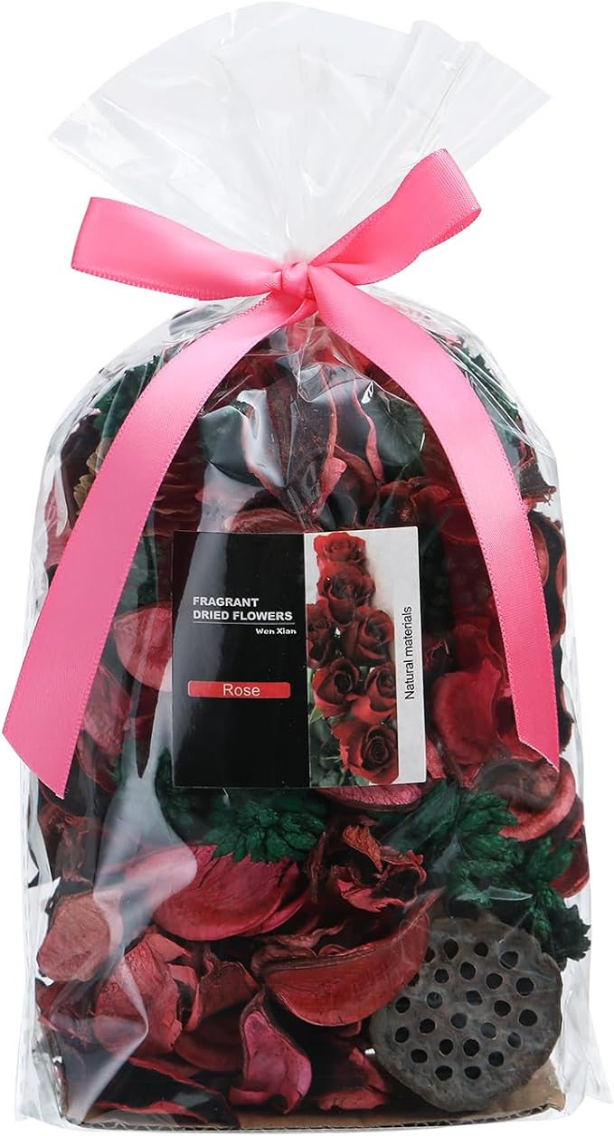 Spring Potpourri Bags, Potpourri Bowl Vase Filler, Rose Scented Dried Flowers, Home Decor Fragrance Sachet Petal, Fragrance for Bathroom Living Room Office Decorative (Rose Red)