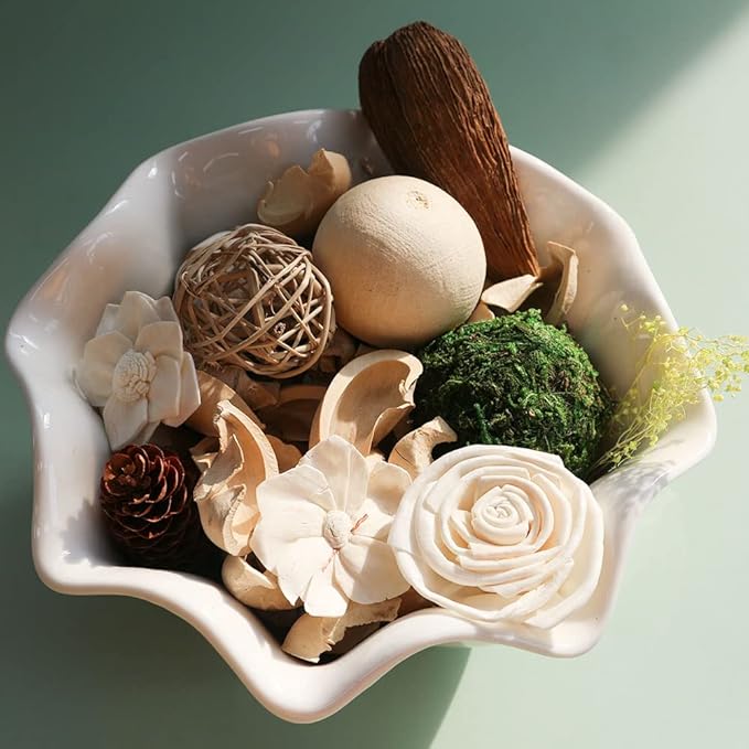 Qingbei Rina Potpourri Bags,Jasmine Scented Potpourri Bowl Filler,White Decorative Dried Flowers, Home Fragrance Sachet of Petal,Vase Bathroom Decor,10oz