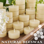 36 Count Pure Beeswax tealight Candles Bulk -Small Beeswax Candle Natural Scent Organic Smokeless Candle - Off White