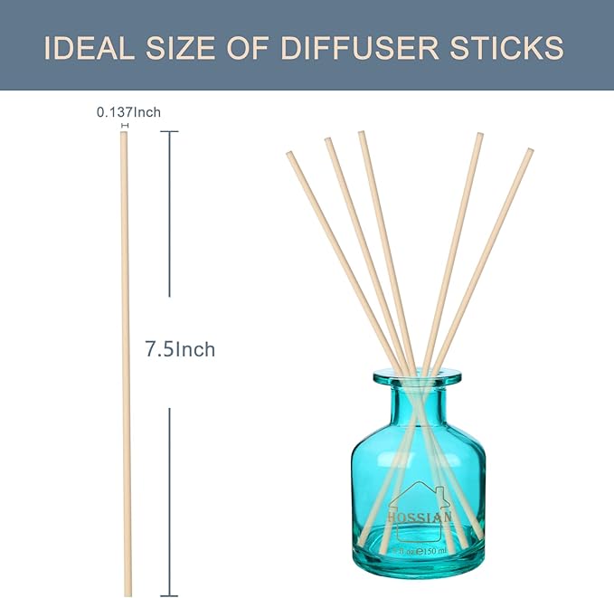 HOSSIAN Reed Diffuser Sticks - Reed diffusers-Reed Sticks -Diffuser Glass Bottles-Diffuser Refills- Natural Rattan Wood Replacement for Aroma Fragrance 50PCS(7.5"*3.5mm Primary Color)