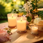 Set of 4 White Votive Candles for Home Décor Weddings Holidays Party and DIY, Unscented Soy Wax Candle Filled in Clear Glass