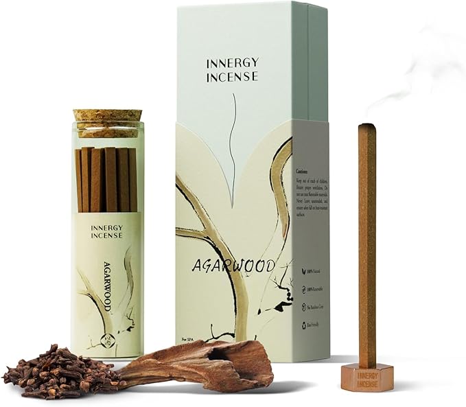 Deep Sleep & Relaxation - Innergy Agarwood Incense Sticks, Natural Eaglewood Blend for Deep Sleep, 50 Min Burn
