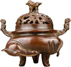 Incense Burner Chinese Incense Holder Brass Incense Burner Zen Copper Incense Burner Antique Style Home Office Fengshui Decor 8.3 * 5.5 * 7.9IN 9.3LB