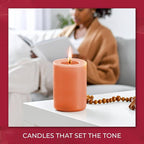 Biedermann & Sons 45-Hour Long Burning Unscented Pillar Candles, Peach, 3 x 4 Inch - Set of 6