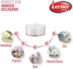 Lerner Clear Tea Lights Candles Bulk - 4.5 Hour Clear Cup Tealight 50 Pack - Consistent Smkless Clean Burning - Holiday, Wedding, Spa, Emergency and Home Decoration Candles