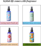 Natural Bedroom Linen Spray Scented Room Mist with Plant Extracts Long Lasting Freshness for Sheets, Pillows & Curtains – 4oz 4Bottle（Cherry Blossom + Citrus + White Peach + Gardenia）