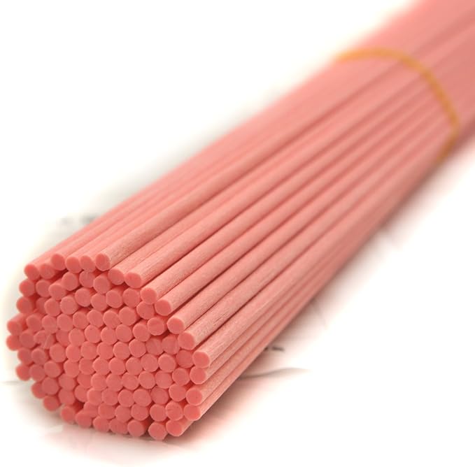50 Pieces Fiber Reed Diffuser Replacement Refill Sticks for Aroma Fragrance (Pink, 10" x3mm)