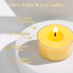 Citronella Scented Tea Lights Candles – Yellow – 6 Hour Burn – 100% Palm Wax – Scented Tealight Candles for Outdoor Summer Nights, Patio Dining – 16 Pack Scent Votive Candle