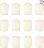 Mega Candles 12 pcs Unscented Off White Votive Candles, Hand Poured Wax Candle 15 Hour 1.5 Inch x 2.25 Inch, Home Décor, Wedding Receptions, Centerpieces, Occasions, Events, Festivities, Meditations