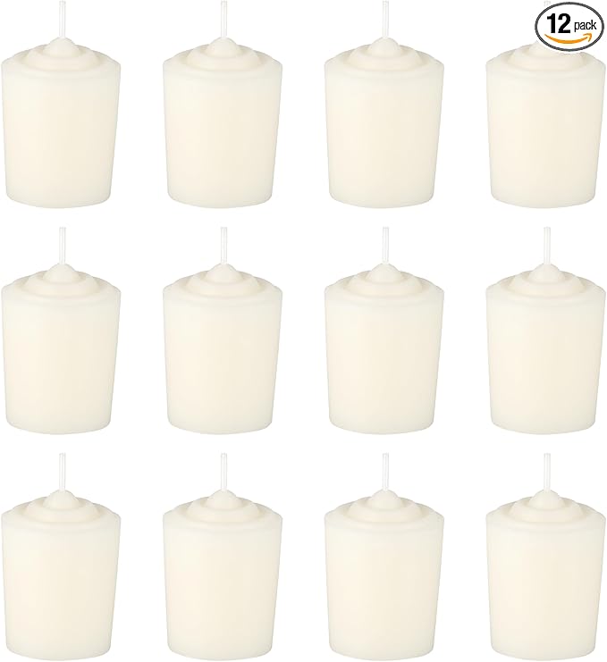 Mega Candles 12 pcs Unscented Off White Votive Candles, Hand Poured Wax Candle 15 Hour 1.5 Inch x 2.25 Inch, Home Décor, Wedding Receptions, Centerpieces, Occasions, Events, Festivities, Meditations
