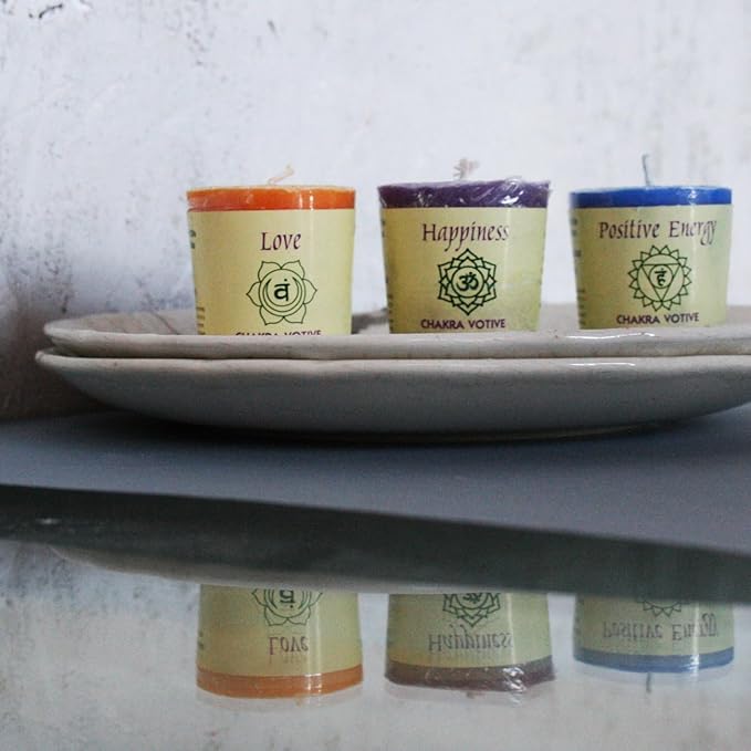 Premium Scented Hand Made Chakra Energy Candle | Votive 12-pack | Love, Svadhishtana| Yoga, Prayer & Meditation Candle | Long Burn |Essential Oils Cedar, Spruce, Rosemary | Aloha Bay