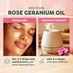 KUKKA Rose Geranium Essential Oils - 4 Fl Oz - for Hair, Skin, Diffuser, Aromatherapy & DIY Soap Making Scent