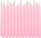 24 Pack Pink Taper Candles, 7-8 Hours Burn Time, Unscented, Smokeless and Dripless, 0.75 x 10 Inch Dinner Candle Set for Household, Wedding, Party and Home Décor Candlesticks