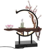 Backflow Incense Holder Incense Burner with Adjustable LED Light Ring Chinese Style Handmade Flower Censer,Compatible with Cone and Stick Incense (C)