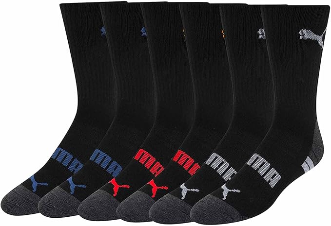 PUMA mens 6 Pack Crew Socks
