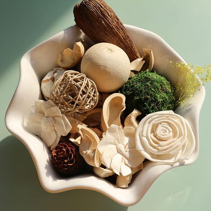 Qingbei Rina Potpourri Bags,Jasmine Scented Potpourri Bowl Filler,White Decorative Dried Flowers, Home Fragrance Sachet of Petal,Vase Bathroom Decor,10oz