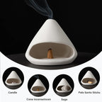 Palo Santo Burner- Mini Zongzi ceramics chiminea for sage/sticks/sone, ceramics Incense Holder with ash catcher, aromatic meditation gifts for women anxiety relief, ceramic copalera home decor