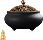 Coil Incense Burner， Ceramic Cone Incense Burner Holder Suitable for Incense/Cone/Coil/Stick, Sage, Mosquito Incense, and Charcoal. Incense Holder+Fireproof Cotton Inside.