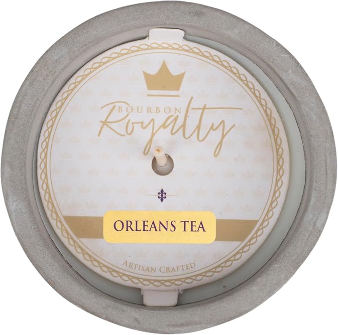 Classic Damask Pattern Small 3 Ounce Stone/Wax Scented Votive Jar Candle for Home or Office, Orleans Tea, Grey/White, BRY-OT-3DS