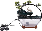 Backflow Incense Holder with Water Fountains and LED Light, Rockery, Deer and Aquariums Perfect for Relaxing or Home Decor (Deer witn Fish Tank)