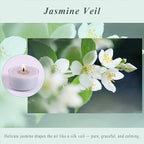Scented Tea Lights Candles, Jasmine Veil, 48 Pack – Elegant Gray Scented Tealight Candles– 100% Palm Wax – 6 Hour Burn Time Aromatherapy Tea Light Votive Candle for Bedroom, Bath, Spa, Gift