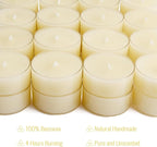 32 Count Pure Beeswax Tealight Candles Bulk - 4 Hour Clean Burning, Smokeless Candles for Birthday Party,Wedding,Spa (Ivory)