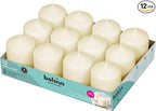 BOLSIUS 12 Ivory Pillar Candles Bulk - 2.3 x 3 inch Candle Set - 17 Hours Clean Burning - No Palm Oil - 0% Animal Fat - Premium European Quality - Wedding, Party, Dinner & Emergency Candles