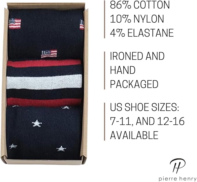 Pierre Henry Over the Calf Socks for Men (3 pairs) | Cotton Over the Calf Dress Socks | Long Socks Designed to Stay up 12+ hr