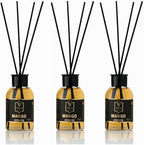 Luxury Reed Diffuser Set - 110ml Aromatherapy Diffuser with Natural Sticks, Aesthetic Room Decor, Long-Lasting Air Freshener for Home, Bathroom, and Office, Essential Oil Stick Diffuse (Mango Pack 3)