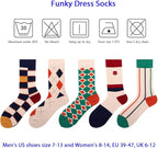 DRASEX Men's Dress Socks Funky Colorful Pattern Cotton Novelty Casual Crew Socks