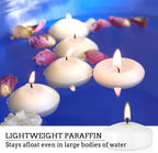 50 Pack of 2-Inch White Floating Candles - Ideal for Weddings, Home Décor, Spa Baths, and Romantic Settings.