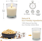 Set of 12 White Votive Candles Clear Glass Filled Unscented Soy Wax Candle for Home Décor Spa Weddings Birthday Holidays Party and DIY